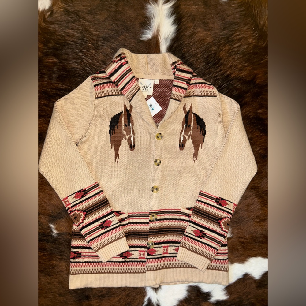 Cotton & Rye Horse Cardigan Sweater